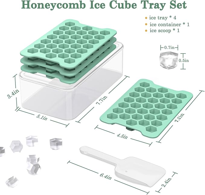 Mini Ice Cube Tray for Freezer: Small Plastic Ice Cubes Trays for Freezer with Box - Easy Release Stackable Mini Ice Cube Maker - Nugget Ice Trays for Freezer with Ice Container - Image 5