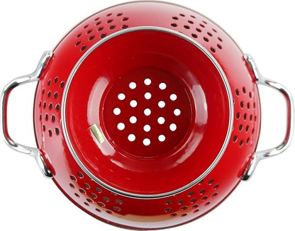 Calypso Basics by Reston Lloyd Powder Coated Enameled Colander, 5 Quart, Red