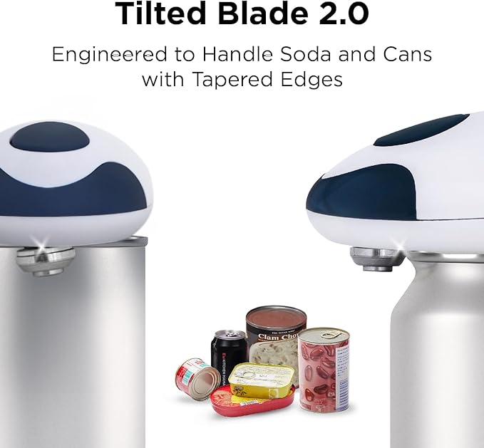 Kitchen Mama Auto 2.0 Electric Can Opener: Blade Opens Almost Any Can Pop or Soda Can - Automatic, Hands Free, Safe, Smooth Edge, Lid Remover, Battery Operated, Cordless, YES YOU CAN (Navy Blue) - Image 5