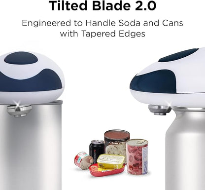 Kitchen Mama Auto 2.0 Electric Can Opener: Blade Opens Almost Any Can Pop or Soda Can - Automatic, Hands Free, Safe, Smooth Edge, Lid Remover, Battery Operated, Cordless, YES YOU CAN (Navy Blue) - Image 5