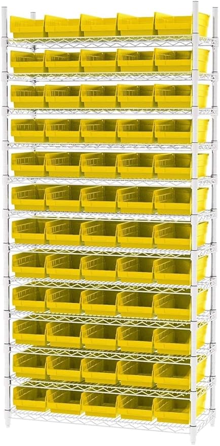 Akro-Mils 30130 Plastic Shelf Bins, Heavy Duty Storage Bins for Garage, Closet, and Drawer Organization, 12" x 6-1/2" x 4", Yellow, 12-Pack - Image 7