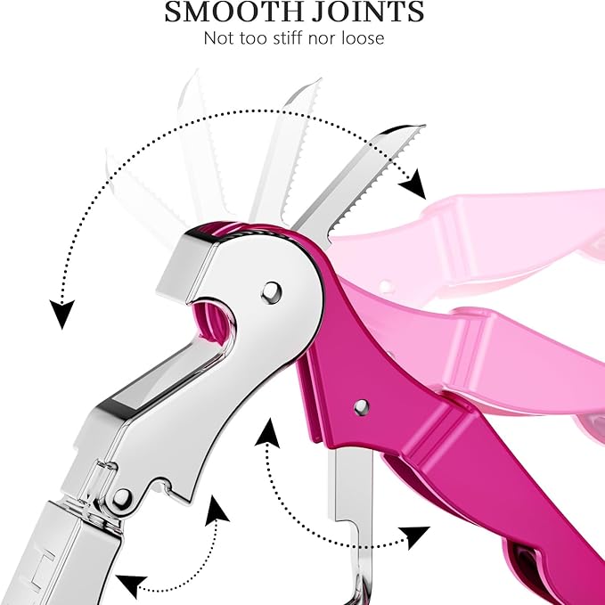 HYZ 2-Pack Wine Opener Waiter Corkscrew, Professional Wine Key for Servers, Bartender with Foil Cutter, Manual Wine Bottle Opener Double Hinged (Fuchsia) - Image 3