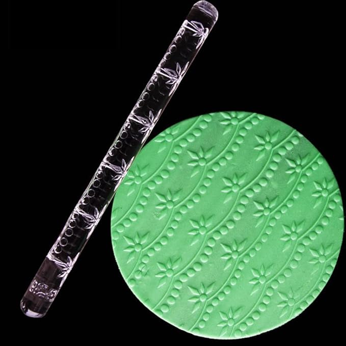 Rengue Acrylic Rolling Pin with 28 Patterns, Compliant Material, Comfortable Grip, 16 X 1 Cm, Lightweight for Dough and Pastry Acrylic Rolling Pin with 28 Patterns, Nan Kitchen (#7)