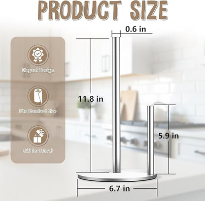 Paper Towel Holder Countertop, Premium Stainless Steel Silver Paper Towel Holder with Anti Slip & Waterproof, Freestanding Countertop Paper Towels Holder for Kitchen, Tabletop, Bathroom - Image 4