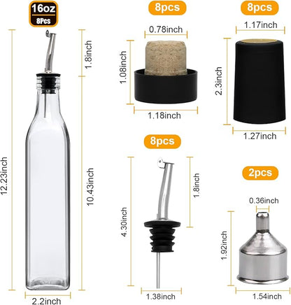 Salzesfalls 8 Pack 17oz Olive Oil Dispenser Bottle,Oil Dispenser for Kitchen, Cooking Oil Dispenser,Vinegar Cruet Bottle with Pourers - Image 2