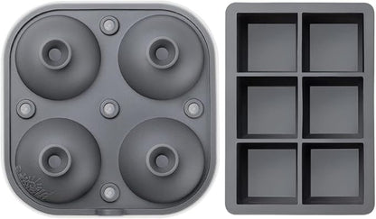 Samuelworld Large Silicone Premium Ice Trays, 2 Inches Big Cubes & 2.5 Inches Sphere Ice Molds - BPA Free, Craft Ice Maker for Gifting, Easy Release - Grey(With Ice Bag)
