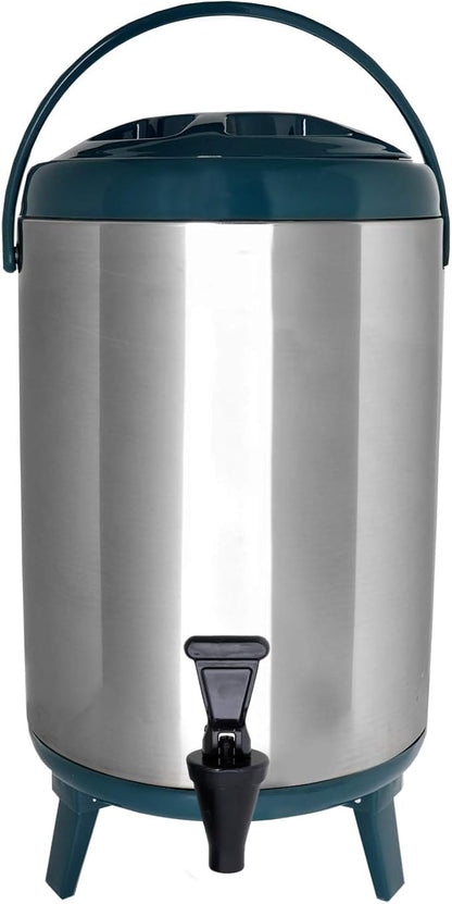 Vollum Stainless Steel Insulated Beverage Dispenser – Insulated Thermal Hot and Cold Coffee Carafe – 8 Liter Drink Dispenser with Spigot for Hot Water, Tea & Coffee, Cold Milk, Juice & More TEAL