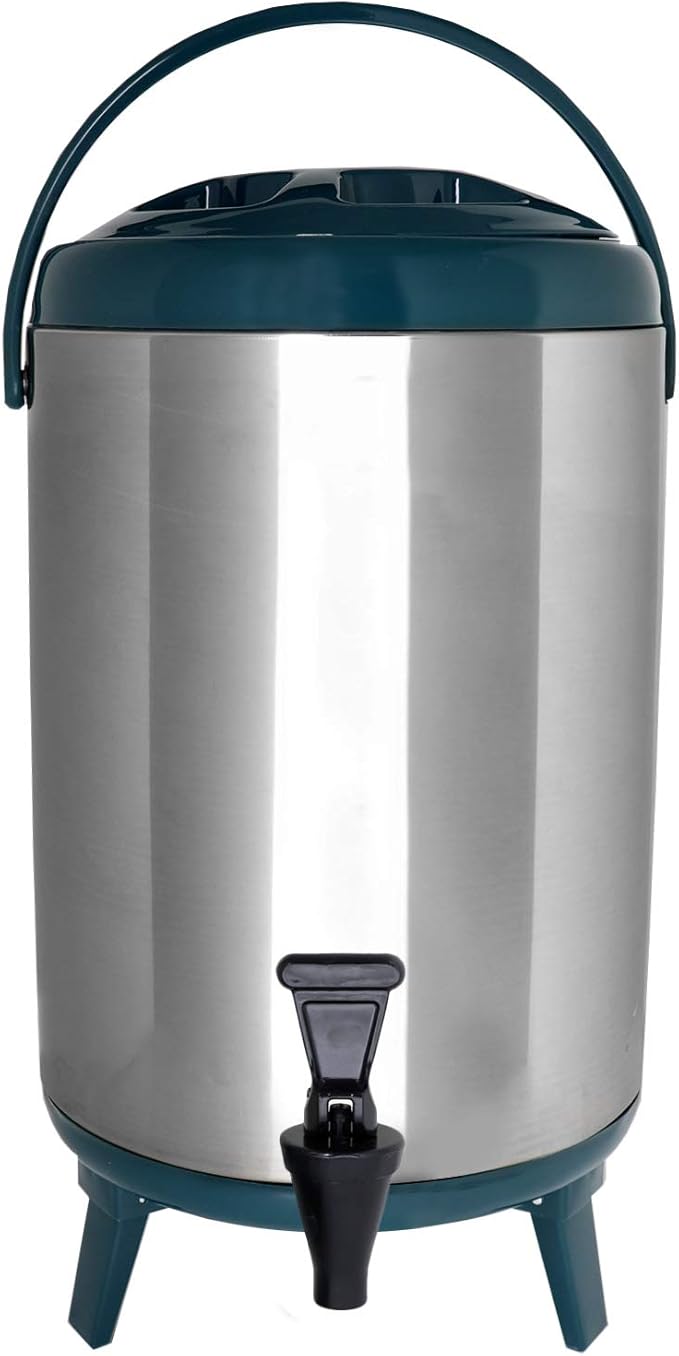 Vollum Stainless Steel Insulated Beverage Dispenser – Insulated Thermal Hot and Cold Coffee Carafe – 10 Liter Drink Dispenser with Spigot for Hot Water, Tea & Coffee, Cold Milk, Juice & More Teal