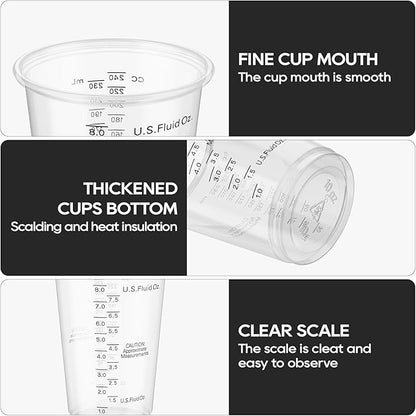 Turbo Bee Plastic Measuring Cups 8OZ,100 PACK Disposable Mixing Cups with 100 Mixing Sticks,Paint Graduated Measuring Tumblers for Epoxy Resin, Paint Mixing, Art DIY - Image 5