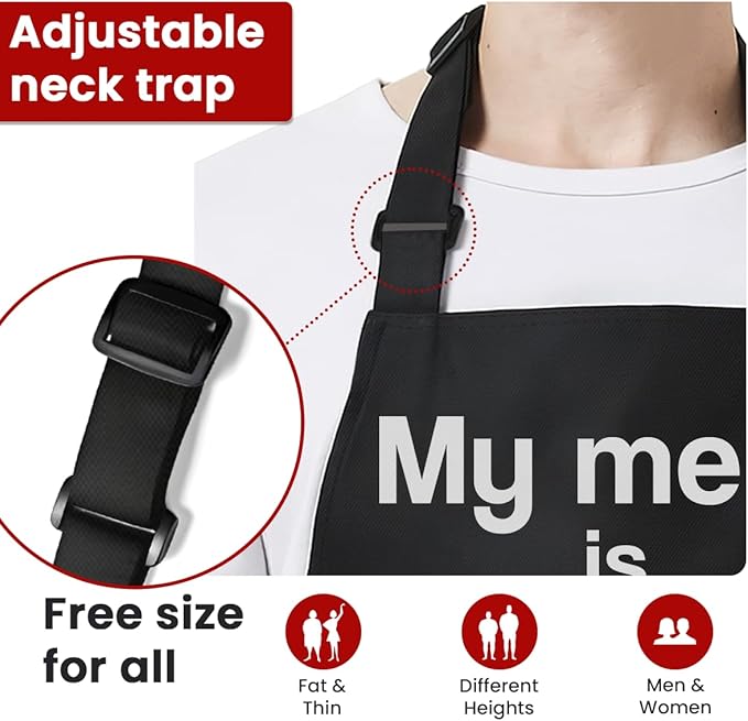 SANDJEST Funny Mens Aprons with Pockets for BBQ Grilling Cooking Grandpa Husband Apron for Birthday Christmas Father's Day