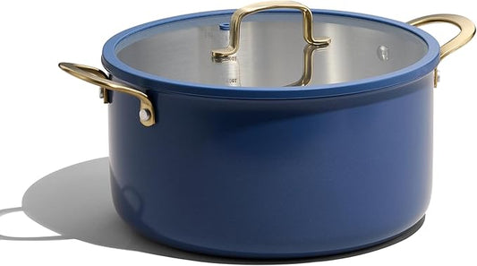 CAROTE 8QT Full Clad Tri Ply Stainless Steel Stock Pot with Lid, Kitchen Stockpot Soup Pot, Outer Ceramic Layer, Even Heating, All Stoves Compatible, Oven & Dishwasher Safe, Stay Cool Handle, Blue by CAROTE