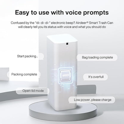 Airdeer L2 Automatic Trash Can, 8 Gallon Self Sealing and Self-Changing Smart Trash Can, Motion Sensor, Touchless Garbage can with lid for Kitchen Office, 6 Refill Bag Rings(White)