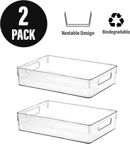 Clear Plastic Storage Bins, Pantry Organizers and Storage or Kitchen Organization and Storage Containers Bins for Organizing, Fridge, Freezer, Bathroom, Pantries, Refrigerator, Cabinet Organizer Bin - Image 4
