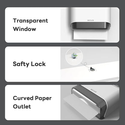 Paper Towel Dispenser,Large Capacity Wall Mount Tissue Dispensers with Smart Lock, Used for Kitchen and Bathroom 200+ Sheets White Toilet Paper Holders