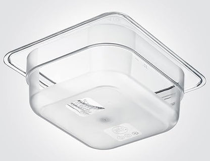 CURTA 6-Pack 1/6 Size 2.5" Deep NSF Polycarbonate Food Pans | Dishwasher & Freezer Safe Clear Container for Prep Tables, Buffet, Salad Bar, Commercial & Home Kitchen