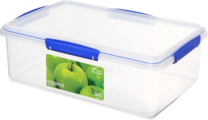 Sistema KLIP IT Large 7L Food Storage Container, Airtight & Stackable, Dishwasher, Freezer, & Microwave-Safe, BPA-Free by Sistema