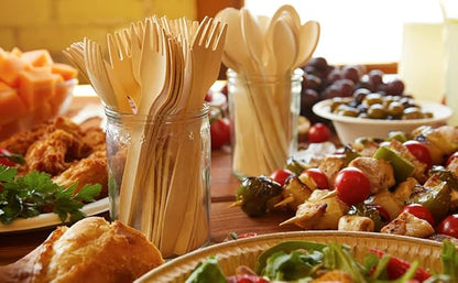 Disposable Wooden Cutlery Set - 100% Home Compostable - 2000 Spoons 6.5", Bamboo Utensils Alternative, Eco-Friendly, Organic, Sustainable and Carbon Neutral Certified - Image 9