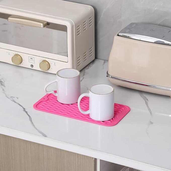 MicoYang Silicone Dish Drying Mat for Multiple Usage,Easy clean,Eco-friendly,Heat-resistant Silicone Mat for Kitchen Counter or Sink,Refrigerator or Drawer Liner Rose S 12 inches x 6 inches - Image 7