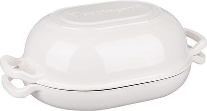 VORRINGARD Enameled Cast Iron Sourdough Bread Oven, Dutch Oven, Loaf Cast Iron Bread Pan for Homemade Bread Baking, Meatloaf Pan with Lid, 7QT, White - Image 9