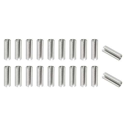PATIKIL Slotted Spring Pin, 20 Pcs 1/4" x 3/4" (6.35mm x 20mm) 304 Stainless Steel Split Roll Pins Spring Dowel for Home Improvement Automotive Machine Repair, Silver