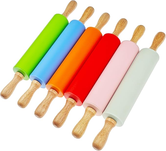 6 Pack Small Rolling Pin for Kids, Kids Rolling Pin for Home Kitchen (6 colors) (12 Inch) - Image 6
