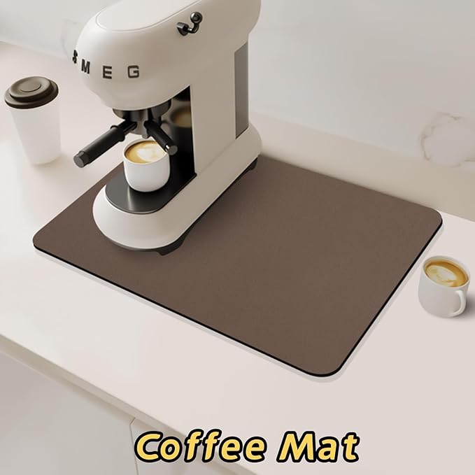 Bloss Dish Drying Mat + Faucet Mat for Kitchen Sink, Kitchen Sink Mats with Non-Slip Rubber Backed, Sink Matt for Kitchen Sink - 2PCS/Brown - Image 7