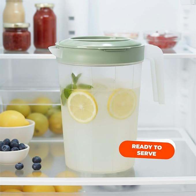 Tribello 2-Pack 1-Gallon Plastic Pitchers with Lids – Iced Tea Pitchers with Twist Cover BPA-Free, Dishwasher & Freezer Safe, Ideal for Water, Juice & Fridge Storage - Image 7