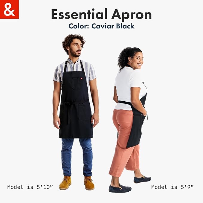 hedley & bennett Essential Apron - Professional Chef Apron with Pockets & Adjustable Bib Strap for Cooking & Grilling