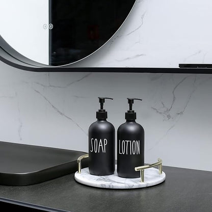 MOMEEMO Matte Black Soap Dispenser Bathroom Set, Contains Lotion and Hand Soap Dispenser, Suitable for Bathroom Decor Farmhouse Style. (Black)