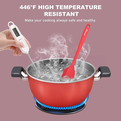 NileHome Silicone Spatula Set 6 Packs Food Grade Kitchen Utensils with Silicone Brush Heat Resistant BPA-free Rubber Spatula for Scraping, Baking, Cooking, Mixing, Red - Image 3