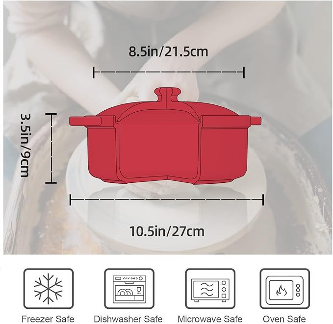 FUN ELEMENTS Casserole Dish, 2 Quart Lace Emboss Casserole Dish with Lid, Oven to Table Ceramic Round Serving Dish with Handles for Dinner and Party, Thanksgiving Christmas Gifts(Christmas Red) - Image 6