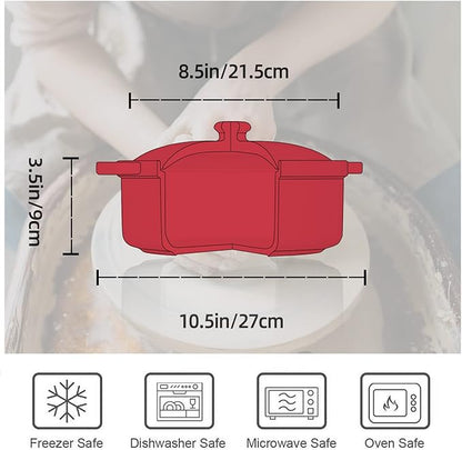 FUN ELEMENTS Casserole Dish, 2 Quart Lace Emboss Casserole Dish with Lid, Oven to Table Ceramic Round Serving Dish with Handles for Dinner and Party, Thanksgiving Christmas Gifts(Christmas Red) - Image 6
