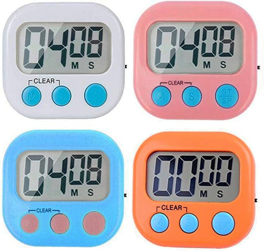 Digital Kitchen Timer, Big Display Screen, Loud Alarm, Strong Magnetic Backing Stand, Cooking Baking Kids Classroom Teacher Game Timers, Minute Seconds Count Up Countdown and Simple Operation(4 Pack) by Rumcnjen