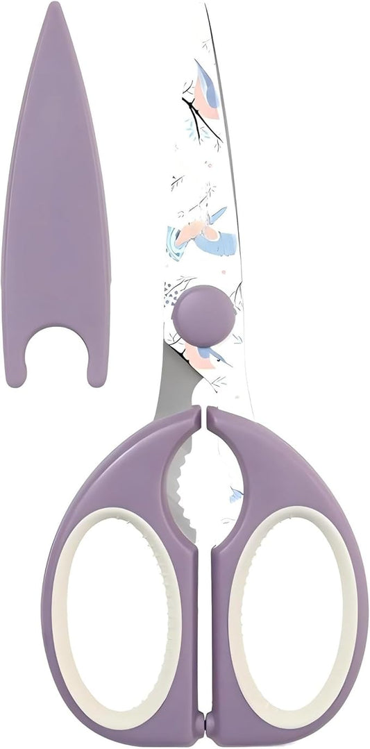 Kitchen Scissors All Purpose, ARCHIKING Kitchen Shears with Protective Sheath, Ultra Sharp Multipurpose Poultry Scissors for Chicken, Meat, Fish & Vegetables (Purple)