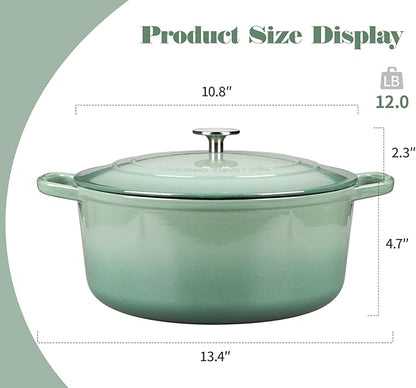 EDGING CASTING Enameled Cast Iron Dutch Oven Pot With Lid, 5.5 Quart, for Bread Baking, Cooking, Sage Green - Image 2