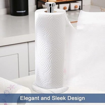 NearMoon Standing Paper Towel Holder, Kitchen Paper Towel Tissue Holder- for Bathroom Countertop, Standard or Jumbo-Sized Roll Paper (with Marble Base, Chrome Finish) - Image 2