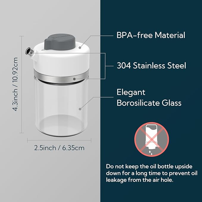 KITCHENDAO Precision Pour Glass Soy Sauce Dispenser with 3 Modes, Drip-free Spout, Two Adjustable Flowing Speed, 6 oz Oil Dispenser Bottle for Kitchen, Borosilicate Glass Olive Oil Bottle for Cooking - Image 6