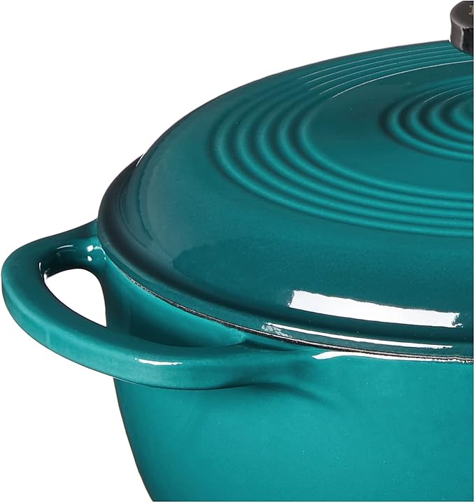 Lodge 4.5 Quart Enameled Cast Iron Dutch Oven with Lid – Dual Handles – Oven Safe up to 500° F or on Stovetop - Use to Marinate, Cook, Bake, Refrigerate and Serve – Lagoon - Image 6