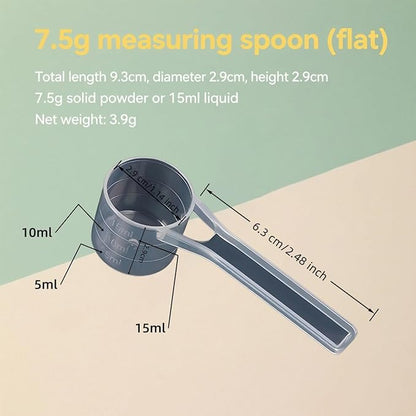 7.5g/15ml Measuring-Spoons Scoop for Creatine,Powders,Cooking,Recipes,Lab,Food Grade PP Material,BPA-free,Meets FDA Standards，2-Packs(With milliliter scale marking) Transparent