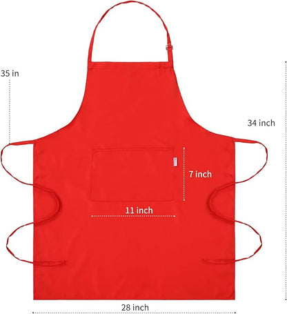 Red Apron for Women with Pockets | Lightweight and Adjustable Mens Kitchen Apron