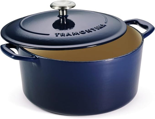 Tramontina Bestow Enameled Cast Iron Dutch Oven Pot with Lid, Round 5.5-quart, Blue by Tramontina