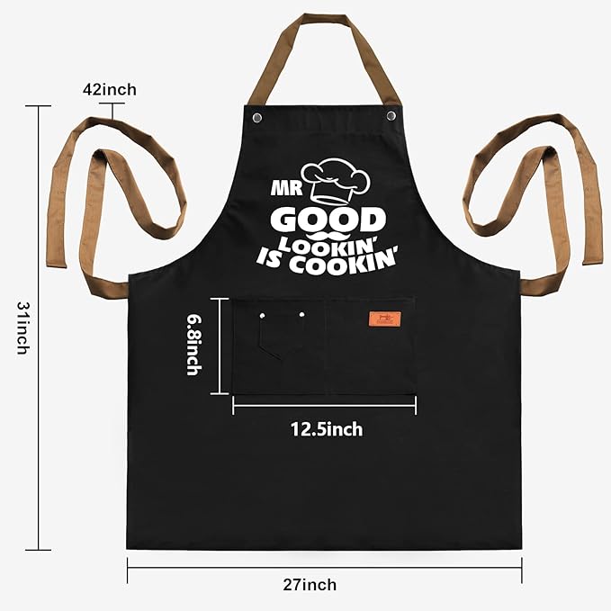 Gifts for Dad from Daughter Son, Father's Day Gifts - Birthday, Thanksgiving Gift for Dad, Manly Gift for Friends - Funny Birthday Presents for Him, Brother, Funny Cooking Apron with Pockets