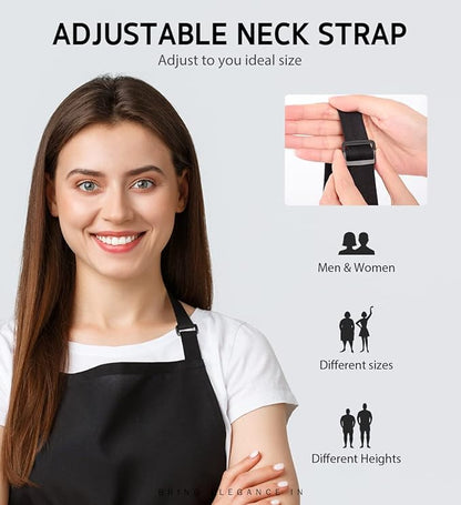 Syntus Apron for Men Women, Adjustable Cooking Kitchen Chef Aprons with 2 Pockets, Cotton/Polycotton/Polyester - Image 5