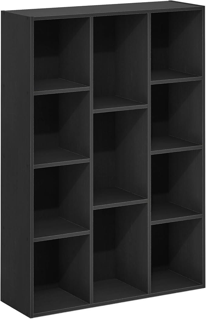 Furinno LUDER Book Shelf, 11-Cube Bookshelf, Reversible Bookcase, 9.4 x 29.1 x 41.7, Easy Assembly, for Living Room, Bedroom, Home Office, Blackwood - Image 6