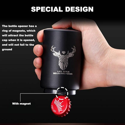 Father's Day Gift for Dad, YUDANSI Push Down Bottle Opener, Automatic Beer Openers, Stainless Steel Bottle Cap Mover, Funny Kitchen Gadgets, Beer Bar Accessories Gifts for Him BF, Magnetic Corkscrew