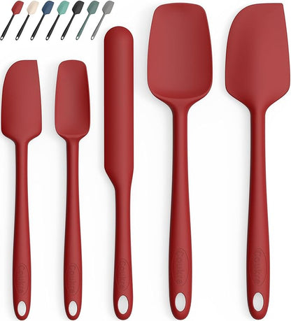Coukre Silicone Spatula Set of 5,High Temperature Resistant, Food Grade Silicone, Dishwasher Safe, for Baking, Cooking (Pure Red) by Coukre