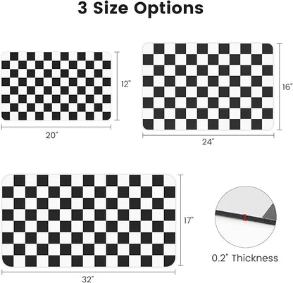 17" x 32" Checkered Dish Drying Mat for Kitchen Counter, Absorbent Coffee Bar Mat for Espresso Machine Coffee Countertops Accessories, Black - Image 2