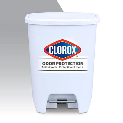 Glad Kitchen Trash Can 20 Gallon | Large Plastic Waste Bin with Odor Protection of Lid | Hands Free with Step On Foot Pedal and Garbage Bag Rings, 20 Gallon, White - Image 5