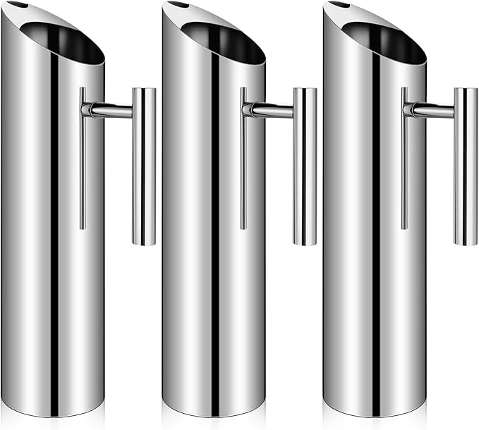Funnymoom 3 Pack 70oz/2l Stainless Steel Water Pitcher Modern Metal Pitcher with Ice Guard Silver Carafe Drink with Handle or Iced Hot Drink Tea Juice Coffee Beer by Funnymoom
