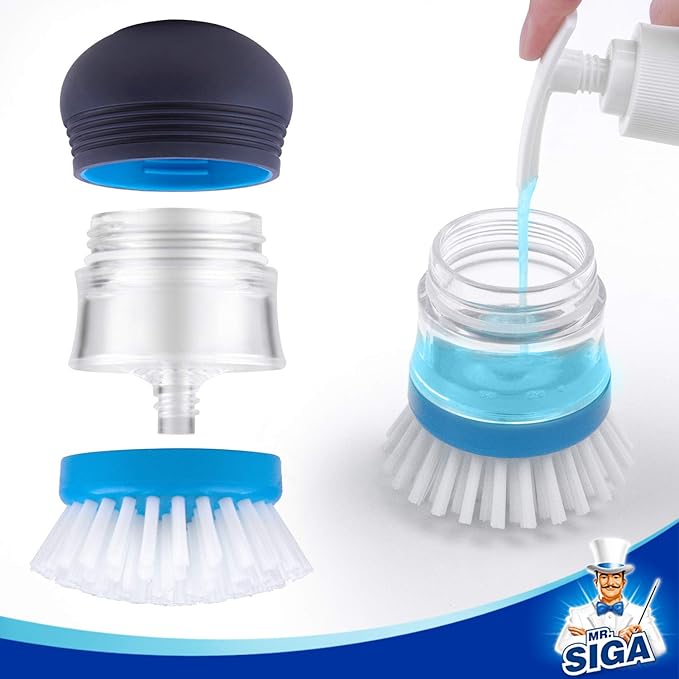 MR.SIGA Soap Dispensing Palm Brush Refill, Pack of 4 - Image 3